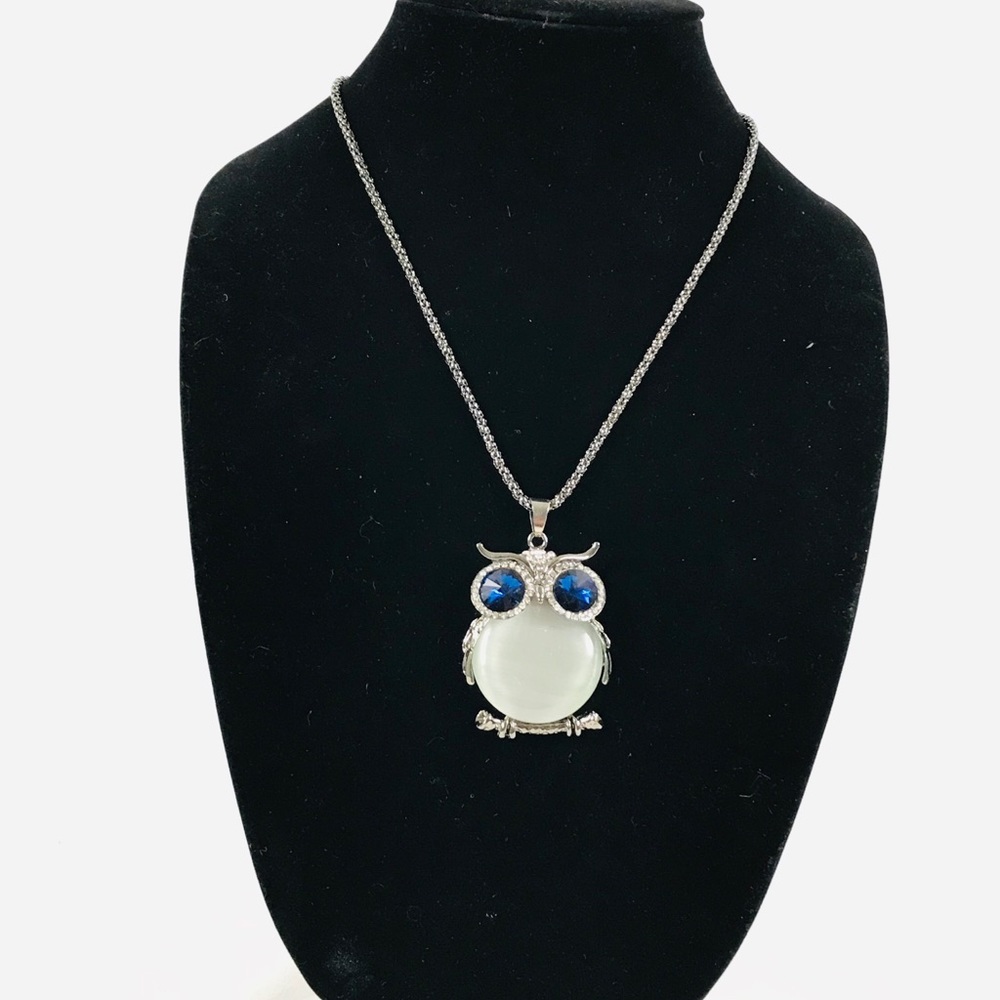 Owl faux Sapphire statement necklace
